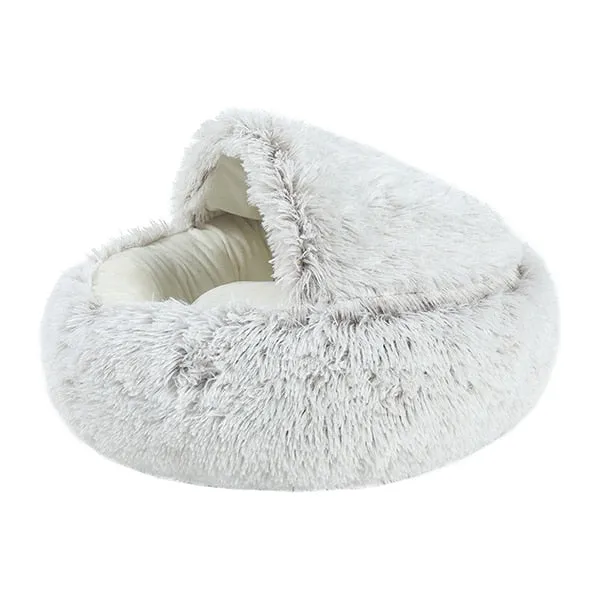 2 In 1 Pet Bed House Long Plush Bed Donut Cave