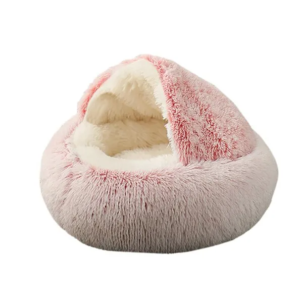 2 In 1 Pet Bed House Long Plush Bed Donut Cave