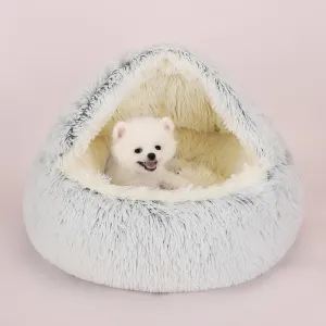 2 In 1 Pet Bed House Long Plush Bed Donut Cave