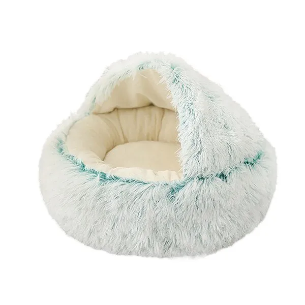 2 In 1 Pet Bed House Long Plush Bed Donut Cave