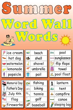 30 Summer Word Wall Words