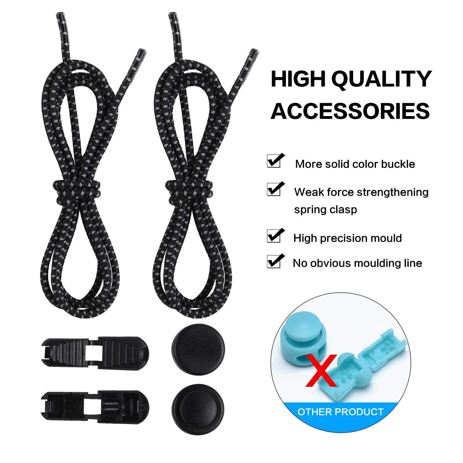 8 Pairs of Elastic No Tie Shoelaces for All Adult and Kids Shoe Lock Laces for Sneaker, Hiking Boots and Shoes