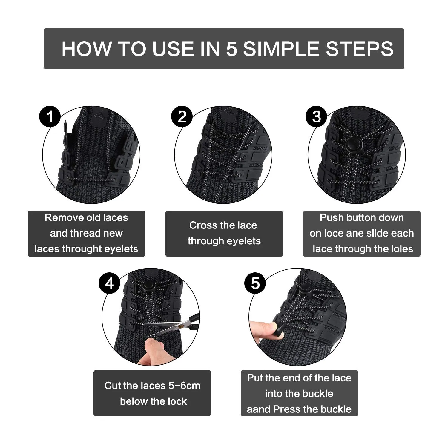 8 Pairs of Elastic No Tie Shoelaces for All Adult and Kids Shoe Lock Laces for Sneaker, Hiking Boots and Shoes