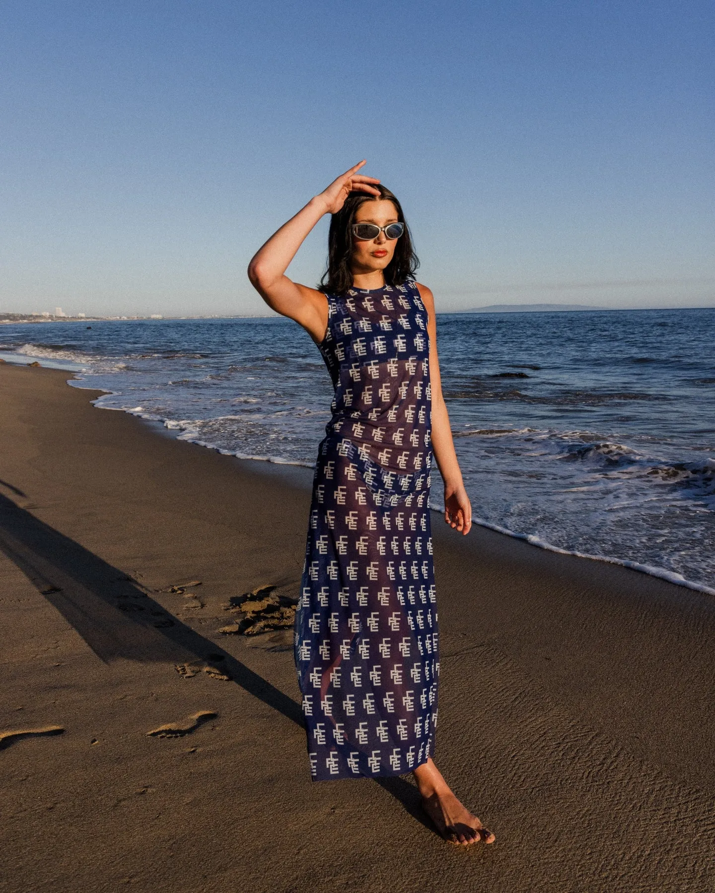 Adele Monogram Mesh Dress