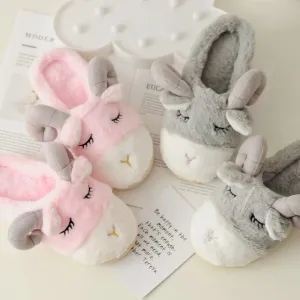 Animal Slippers Autumn And Winter Cartoon Lamb Home Warm Cotton Shoes UGG Style