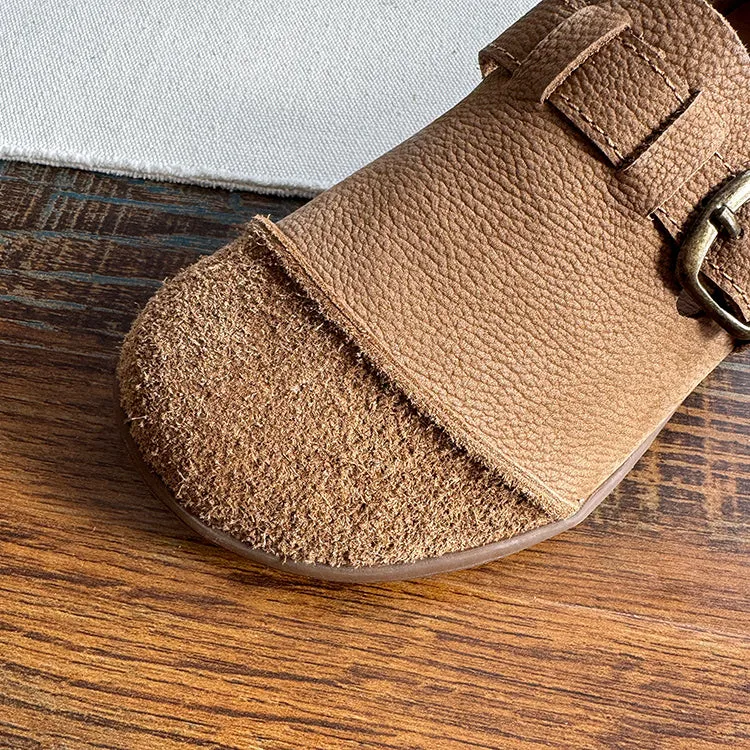 Babakud Women Spring Leather Suede Buckle Casual Loafers