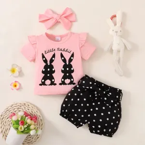 Baby Girl 0-18M Toddler Polka Rabbit 3pc Outfit