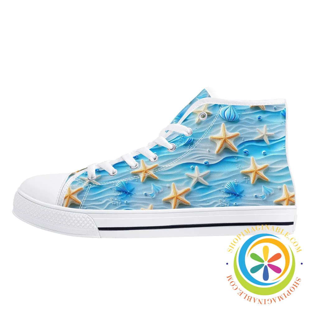 Beachside Seaside Ladies High Top Canvas Shoes