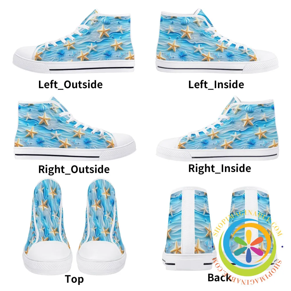 Beachside Seaside Ladies High Top Canvas Shoes