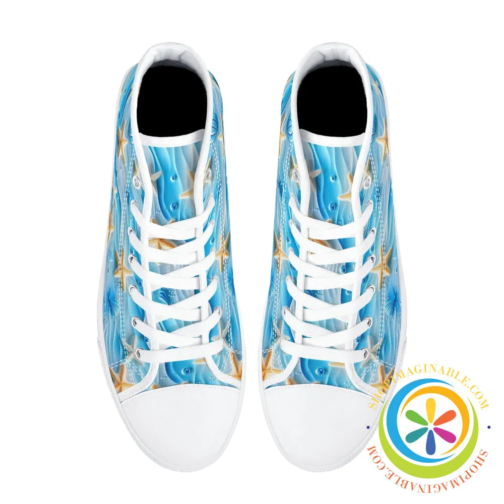 Beachside Seaside Ladies High Top Canvas Shoes