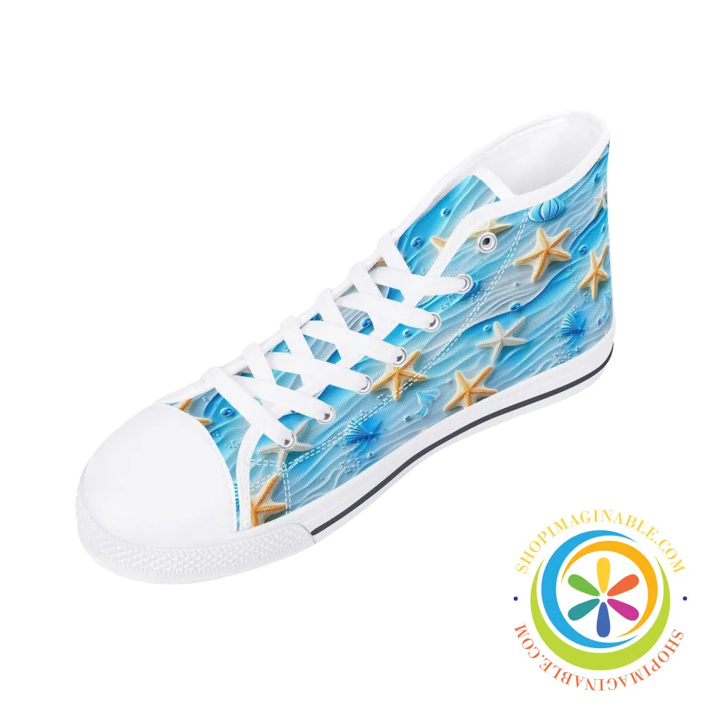 Beachside Seaside Ladies High Top Canvas Shoes