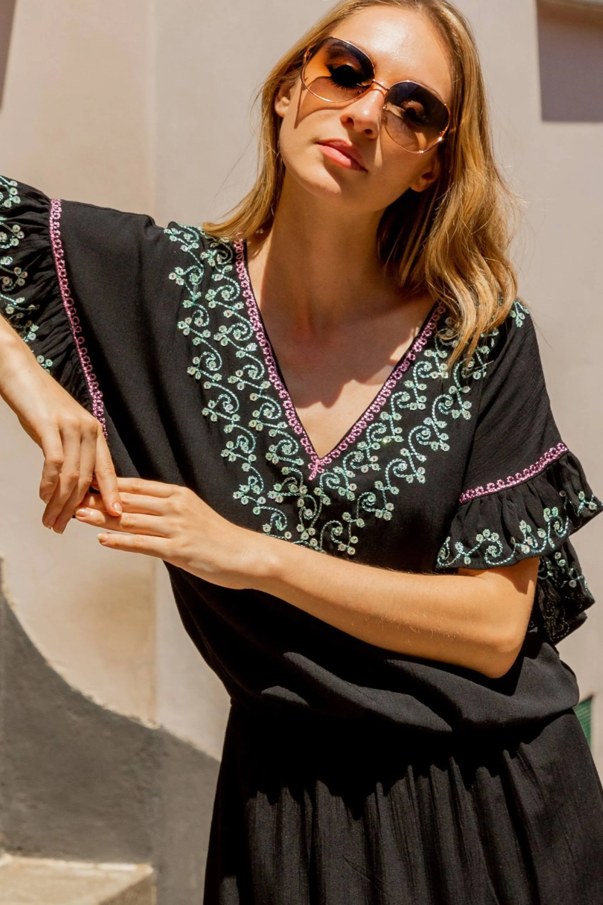 Black Aqua Beach Dress