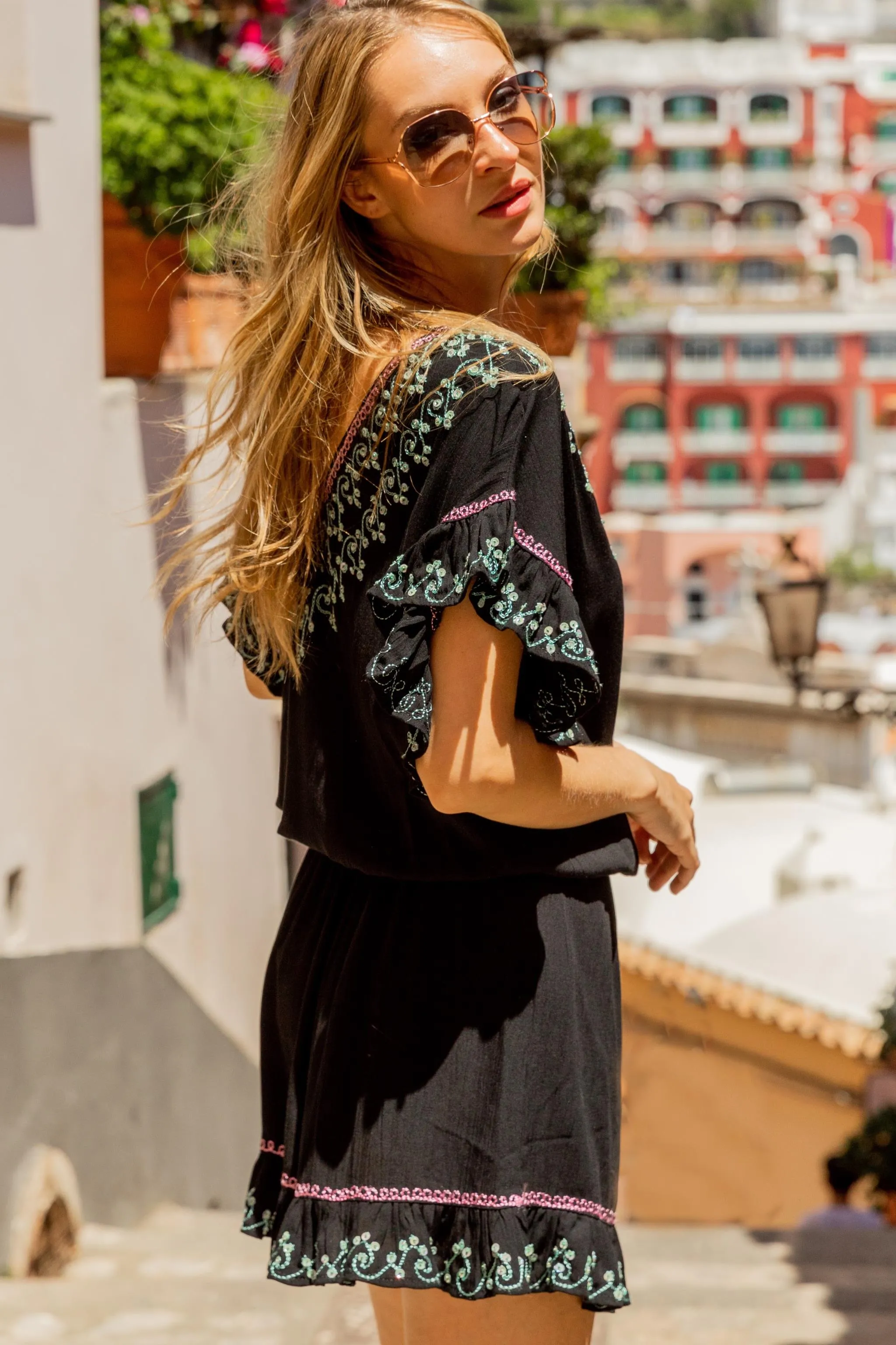 Black Aqua Beach Dress