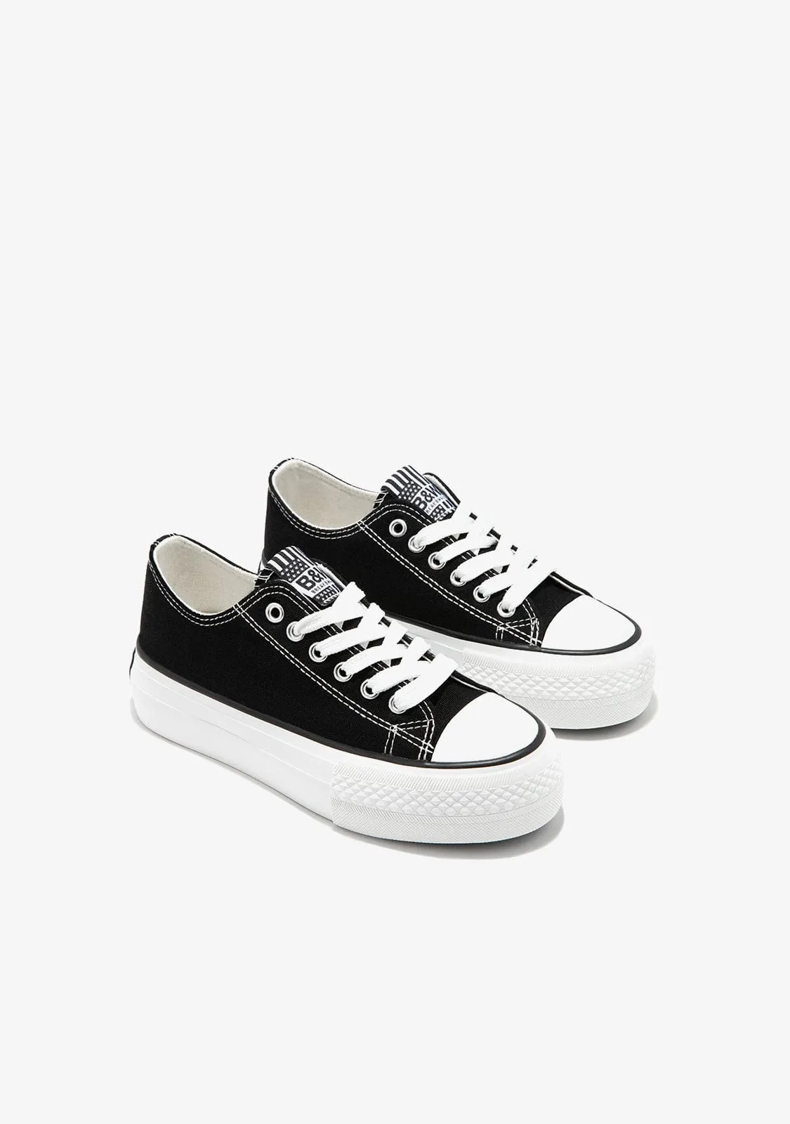 Black Platform Canvas Sneakers B&W