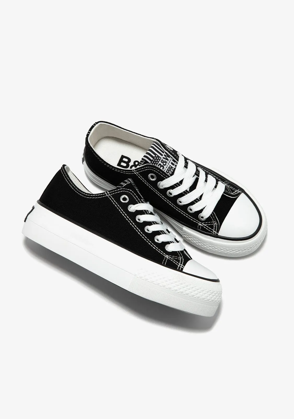 Black Platform Canvas Sneakers B&W