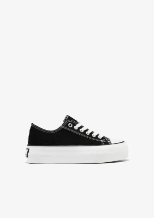 Black Platform Canvas Sneakers B&W