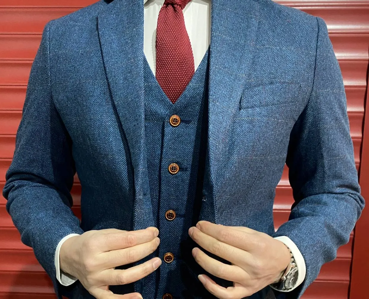 Blinder Blue Estate Herringbone Tweed 3 Piece Suit
