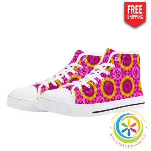 Bright Kaleidoscope Ladies High Top Canvas Shoes