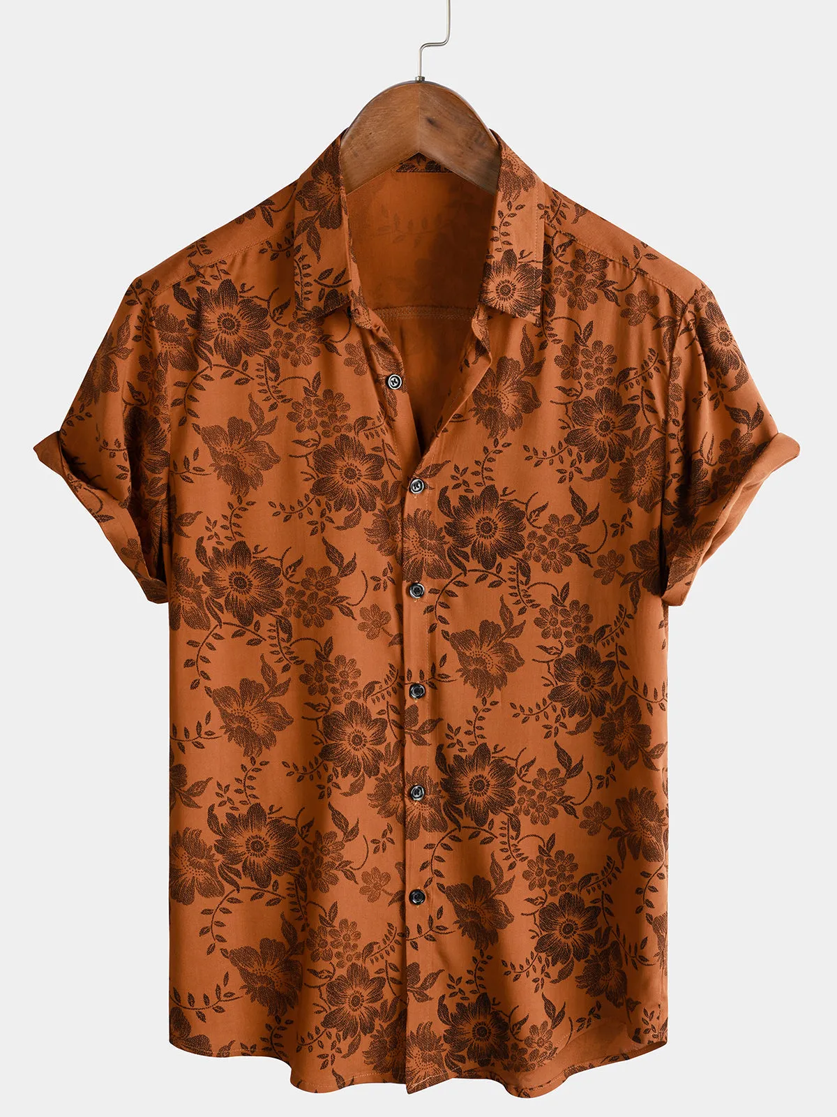 Bundle Of 3 | Men's Floral Print Vintage Flower Holiday Breathable Short Sleeve Shirts