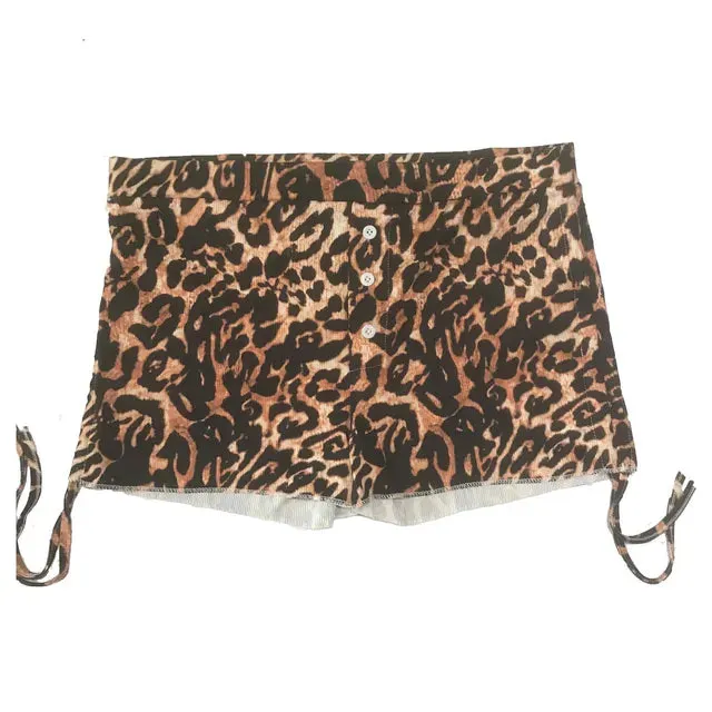 Chic Leopard Print Drawstring Shorts