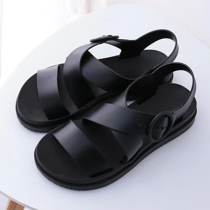 Chicvane Ankle Strap Buckle Criss Cross Platform Sandals