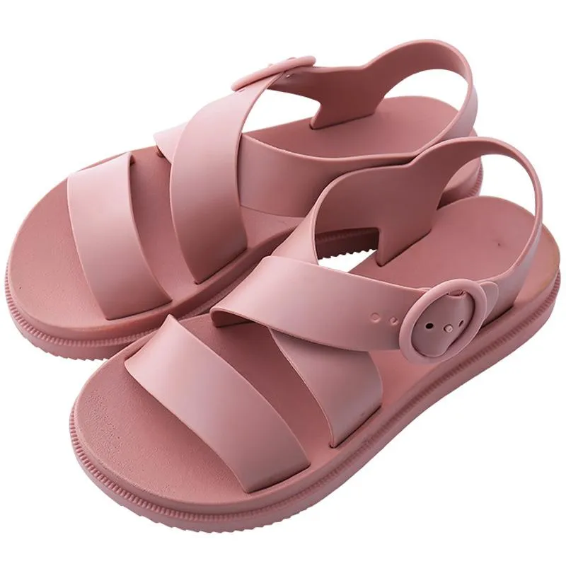 Chicvane Ankle Strap Buckle Criss Cross Platform Sandals