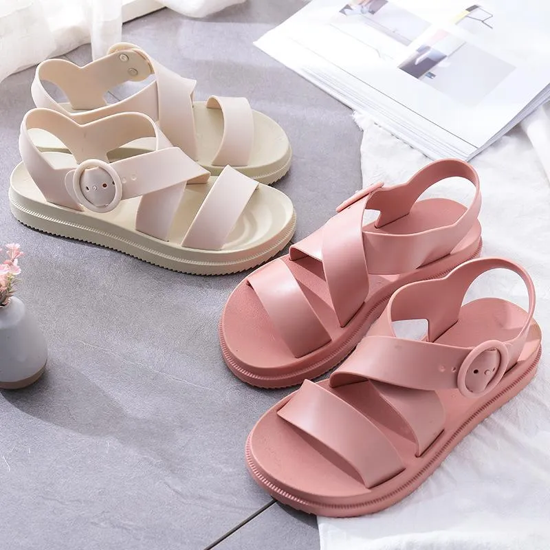 Chicvane Ankle Strap Buckle Criss Cross Platform Sandals