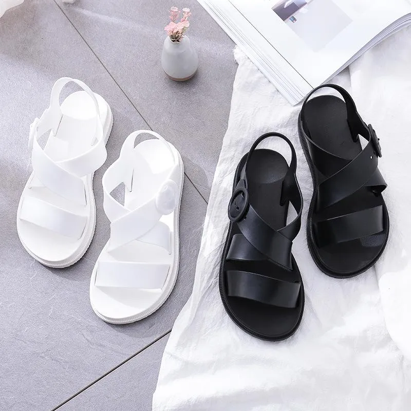 Chicvane Ankle Strap Buckle Criss Cross Platform Sandals