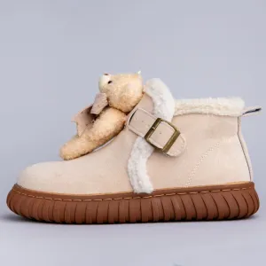 *CLEARANCE* Ultra Soft Plush Teddy Bear Ankle Boots - Women's