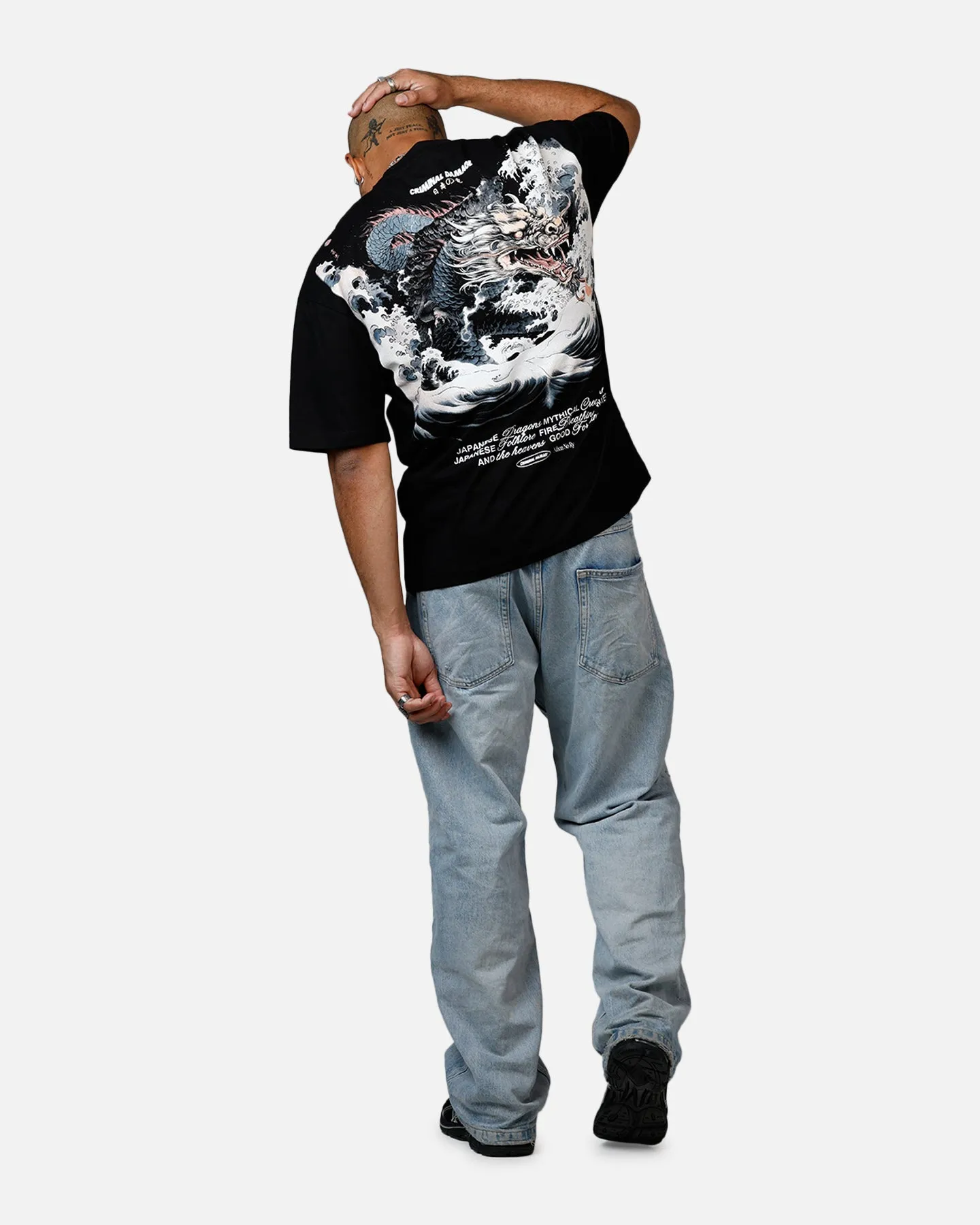 Criminal Damage Dragon Wave T-Shirt Black