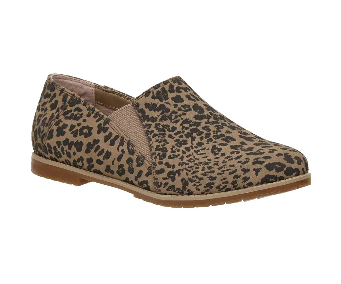 Cushionaire Duffy Cheetah Twin Gore Slip on Memory Foam Casual Loafers Shoes