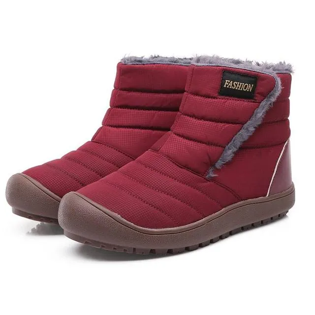 Cuzcare Men Snow Boots Waterproof Plush Orthopedic Winter Shoes