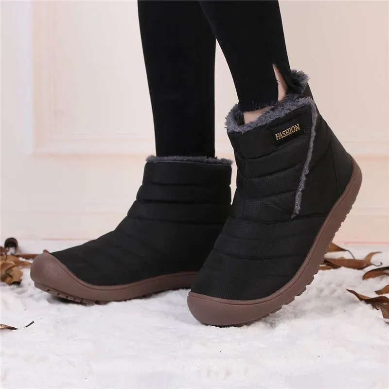 Cuzcare Men Snow Boots Waterproof Plush Orthopedic Winter Shoes