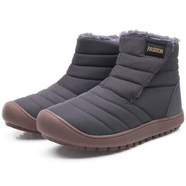 Cuzcare Men Snow Boots Waterproof Plush Orthopedic Winter Shoes