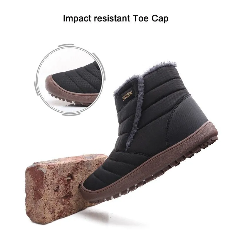 Cuzcare Men Snow Boots Waterproof Plush Orthopedic Winter Shoes
