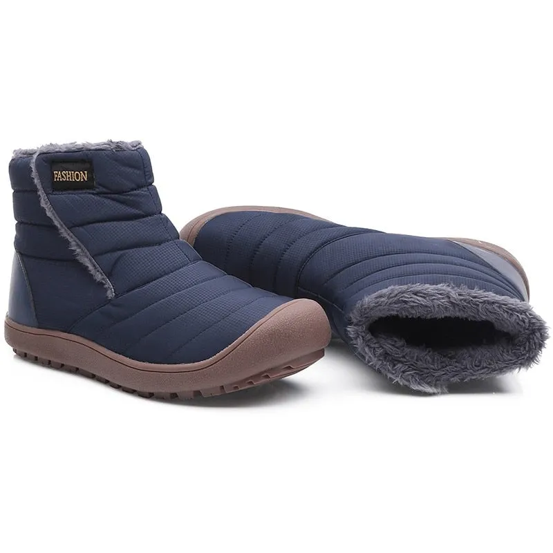 Cuzcare Men Snow Boots Waterproof Plush Orthopedic Winter Shoes