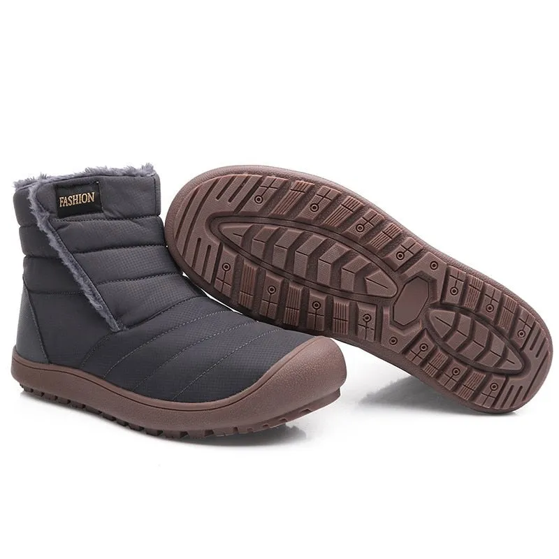 Cuzcare Men Snow Boots Waterproof Plush Orthopedic Winter Shoes