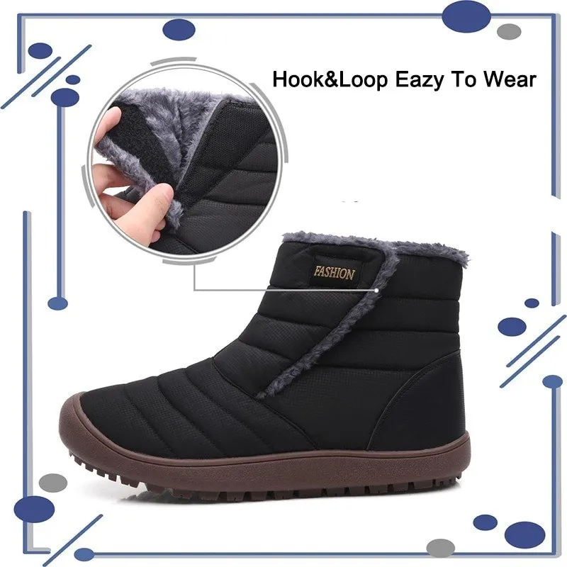 Cuzcare Men Snow Boots Waterproof Plush Orthopedic Winter Shoes
