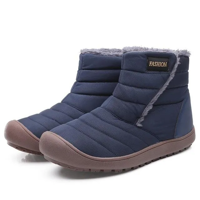 Cuzcare Men Snow Boots Waterproof Plush Orthopedic Winter Shoes