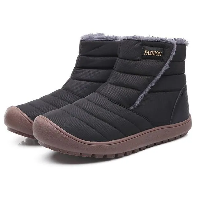 Cuzcare Men Snow Boots Waterproof Plush Orthopedic Winter Shoes