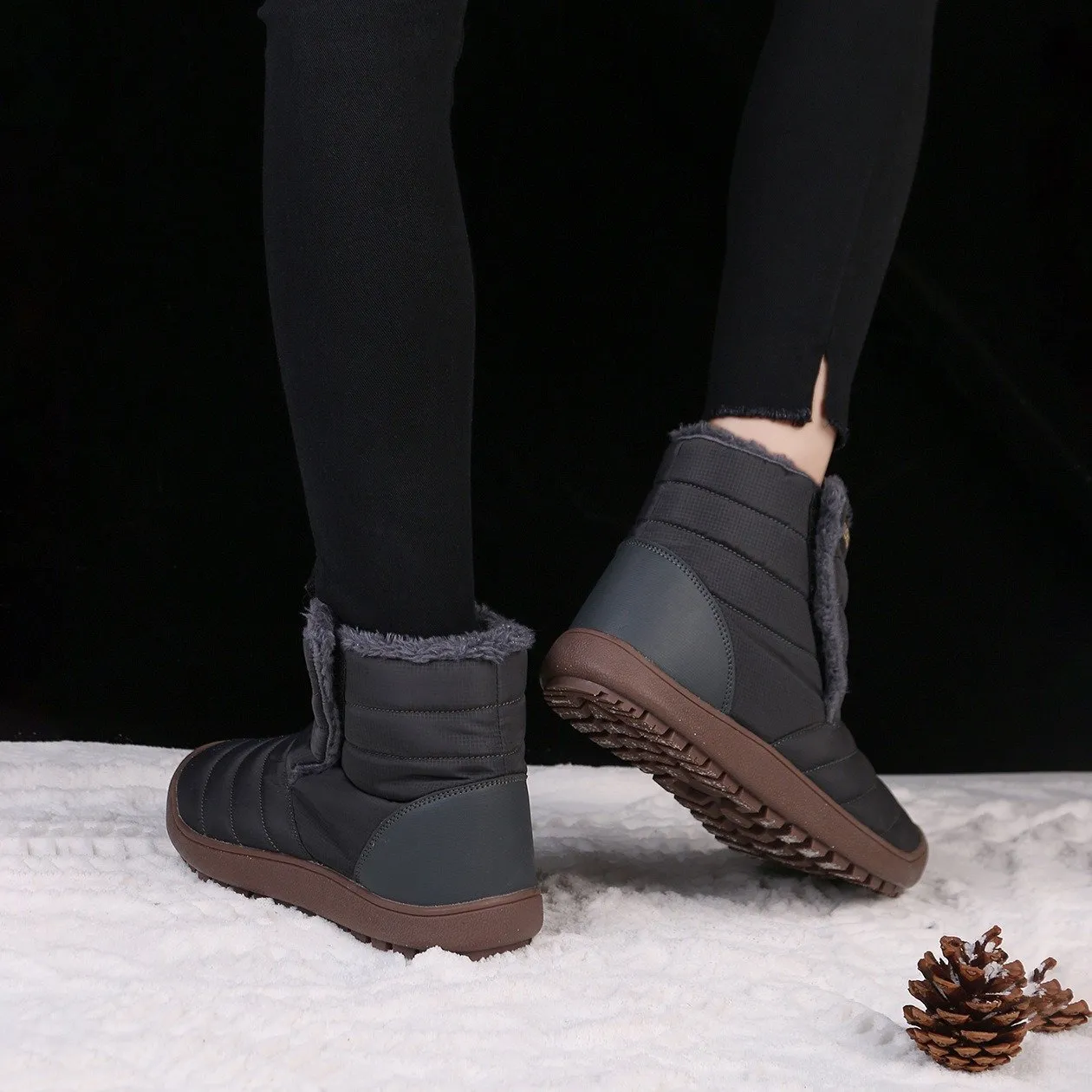 Cuzcare Men Snow Boots Waterproof Plush Orthopedic Winter Shoes