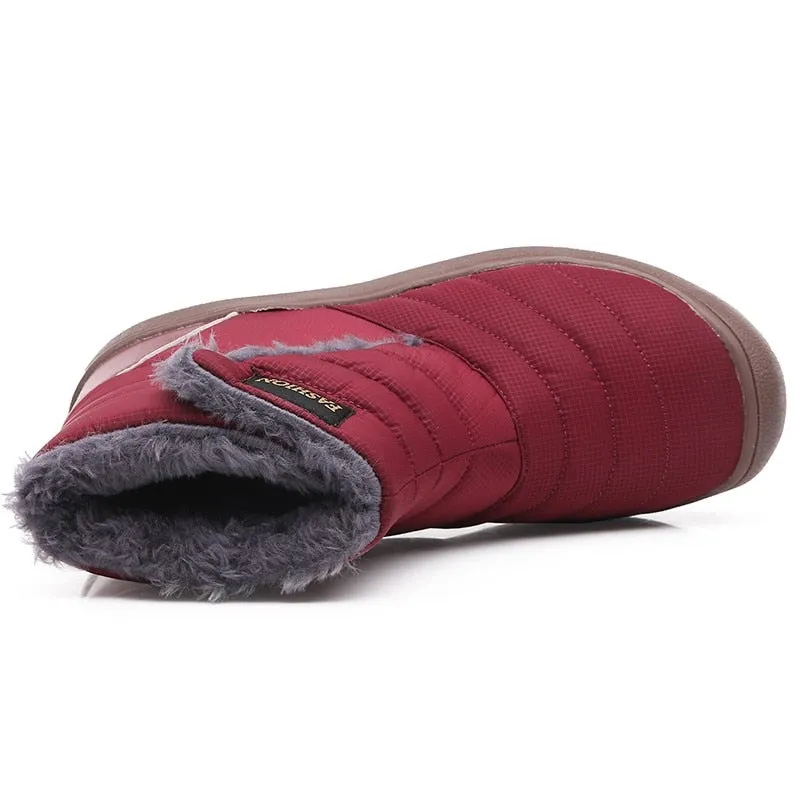 Cuzcare Men Snow Boots Waterproof Plush Orthopedic Winter Shoes