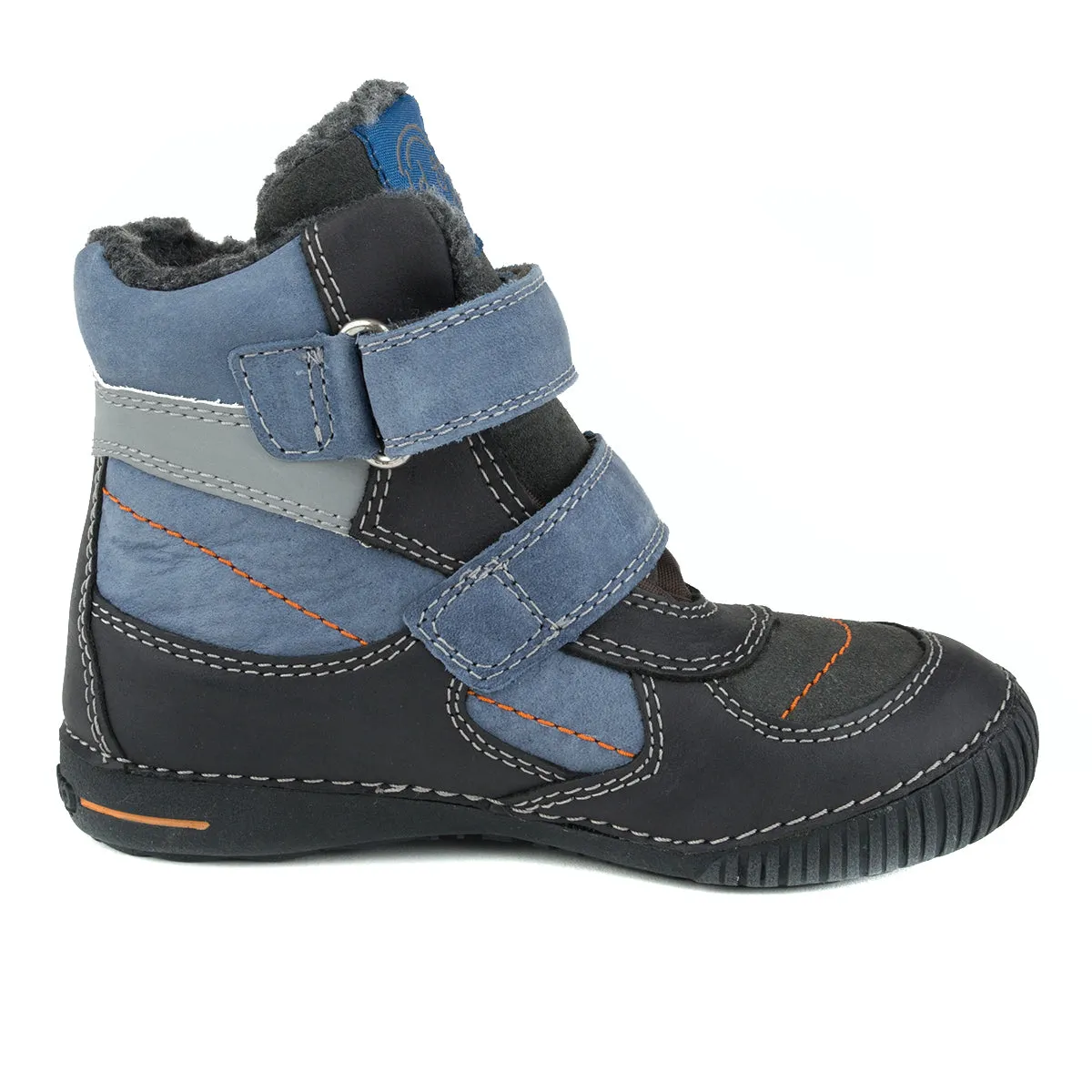 D.D. Step little/big kid winter boots with faux fur insulation blue and black size US 13-4