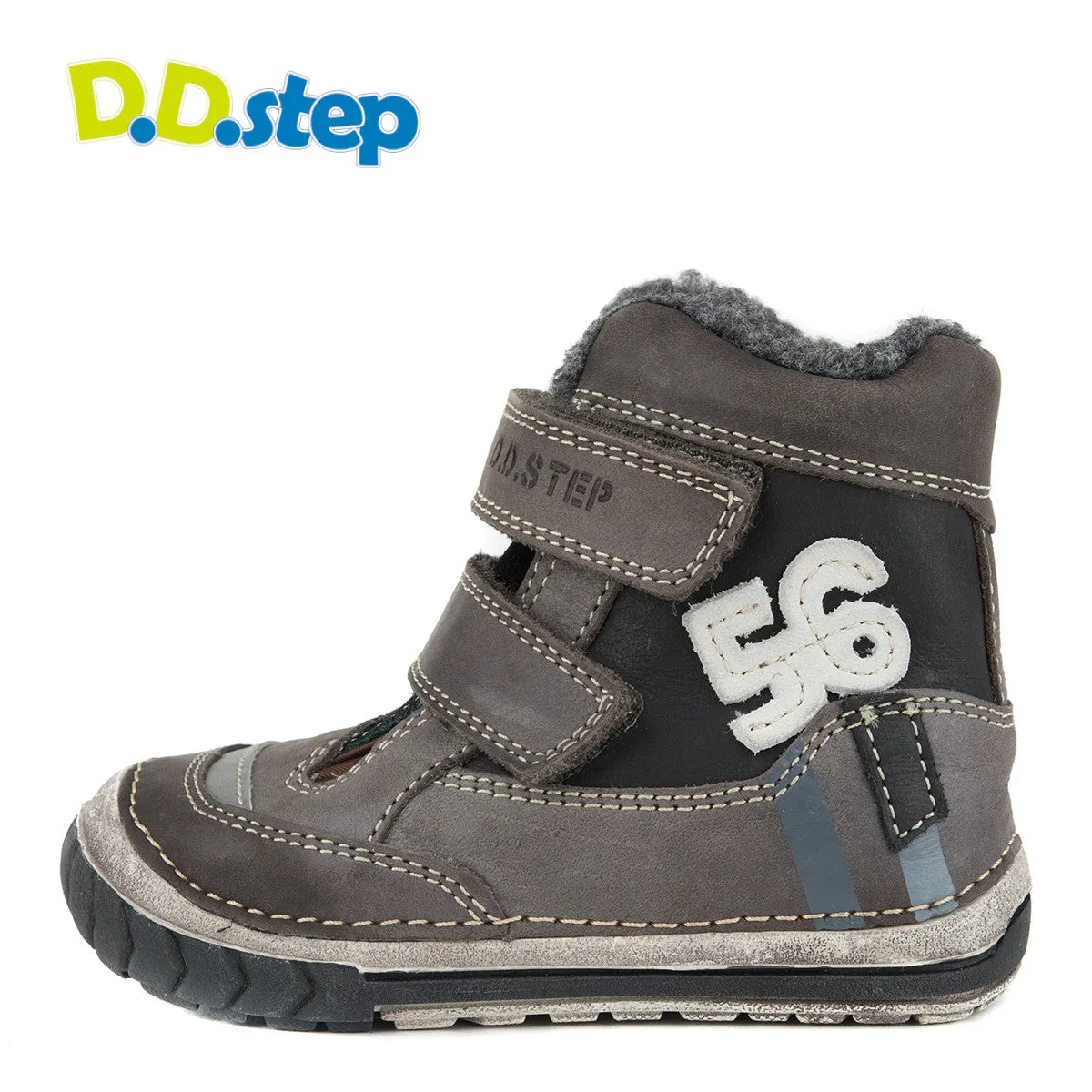 D.D. Step toddler boy shoes/winter boots with faux fur insulation grey and black size US 4-8