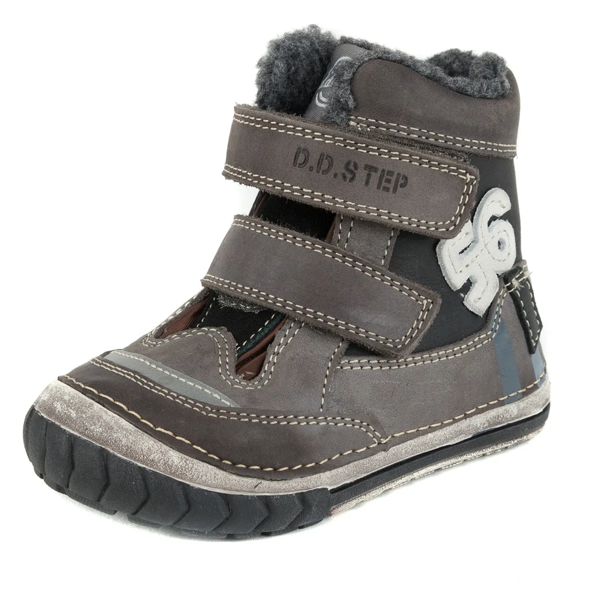 D.D. Step toddler boy shoes/winter boots with faux fur insulation grey and black size US 4-8