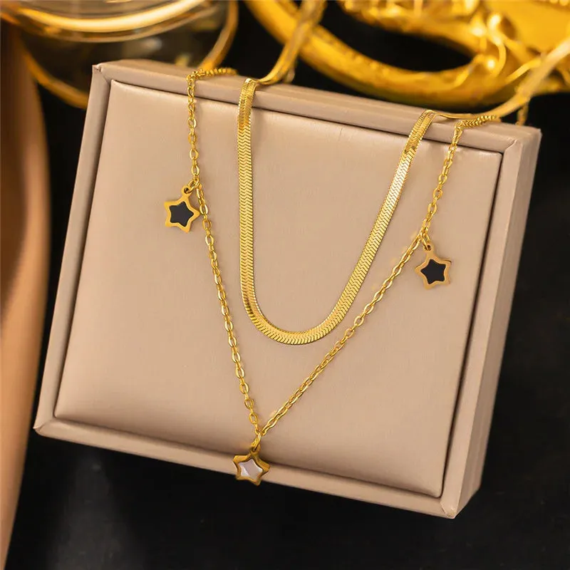 Fashion Hollow Heart Charm Clavicle Chain Necklace For Women Punk Hip-Hop Streetwear Pendant  Jewelry Gift