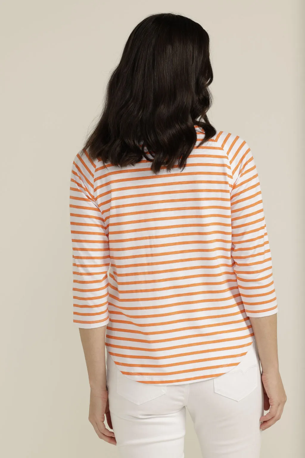 Goondiwindi Cotton - Raglan Stripe Tee White//Orange | G3275-5-S23