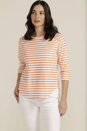 Goondiwindi Cotton - Raglan Stripe Tee White//Orange | G3275-5-S23