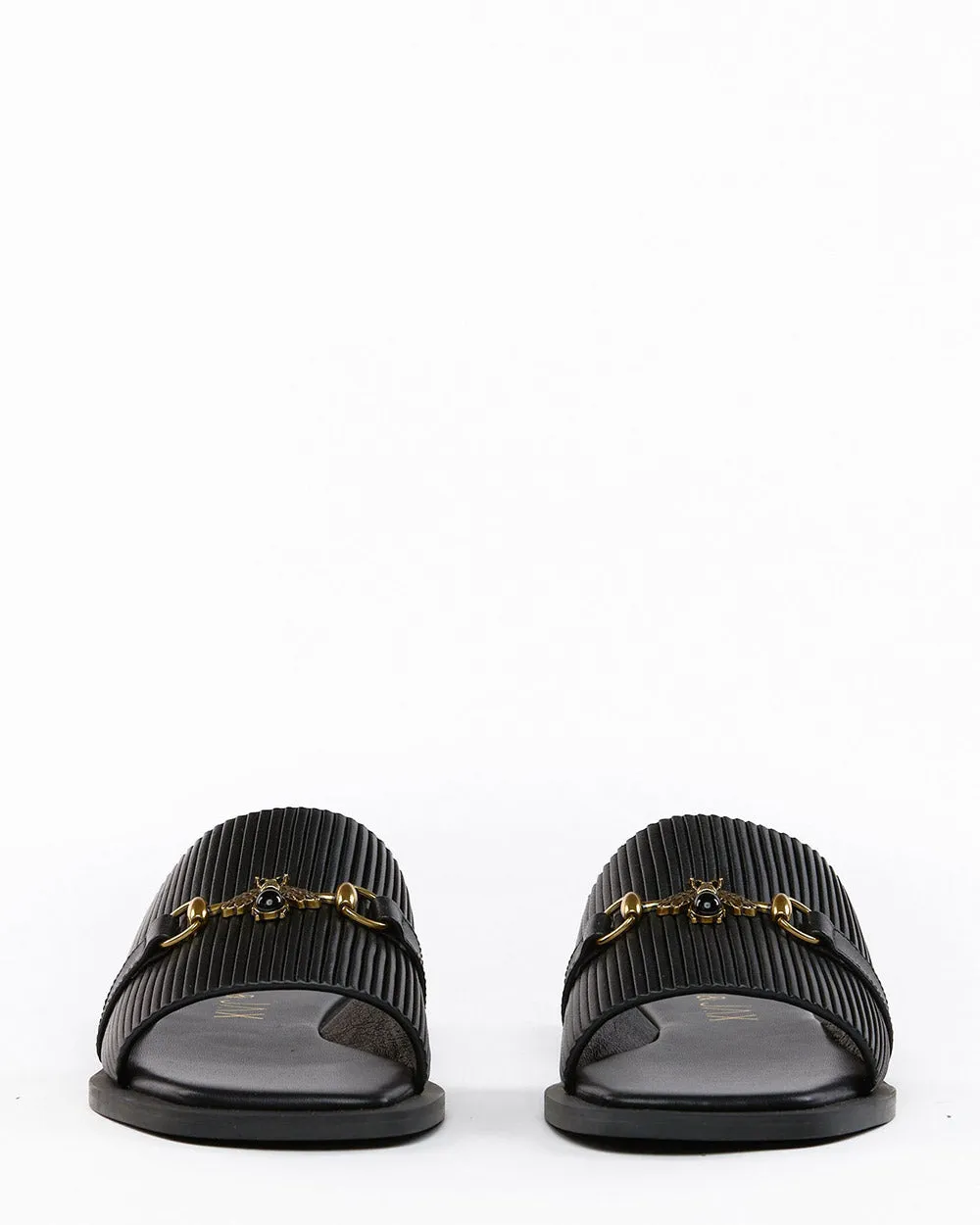 Hael & Jax Frida Black Leather Flatform Slide
