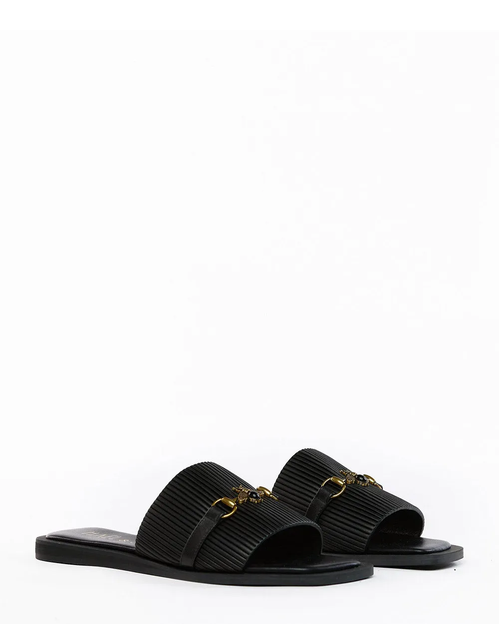 Hael & Jax Frida Black Leather Flatform Slide